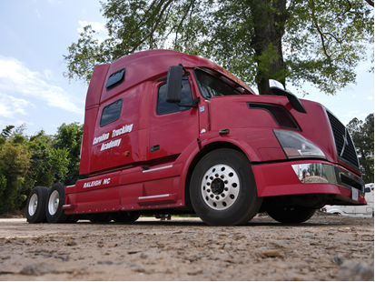 Red truck used for CDL refresher training